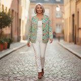 Claudia | Mintgroene trui met kleurrijke bloemen