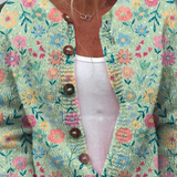 Claudia | Mintgroene trui met kleurrijke bloemen