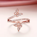 Witgoudkleurige ring met vlinders en ingezette zirkonia