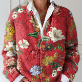 Vintage vest met bloemenprint en knopen