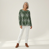 Renate | Patchwork-Cardigan in bruin & Crème