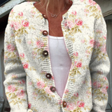 Vest met bloemen- en bladprint en knopen