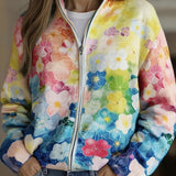 Ursula | Vest met aquarelbloemenpatroon