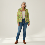 Elke | Groen vest met bloemenpatroon