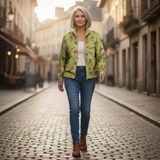 Elke | Groen vest met bloemenpatroon