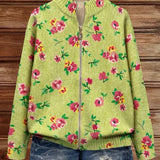 Elke | Groen vest met bloemenpatroon