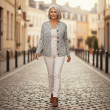 Susanne | Vest met delicaat tuinbloemenpatroon