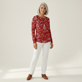 Andrea | Cardigan met herfstachtig bladerenpatroon