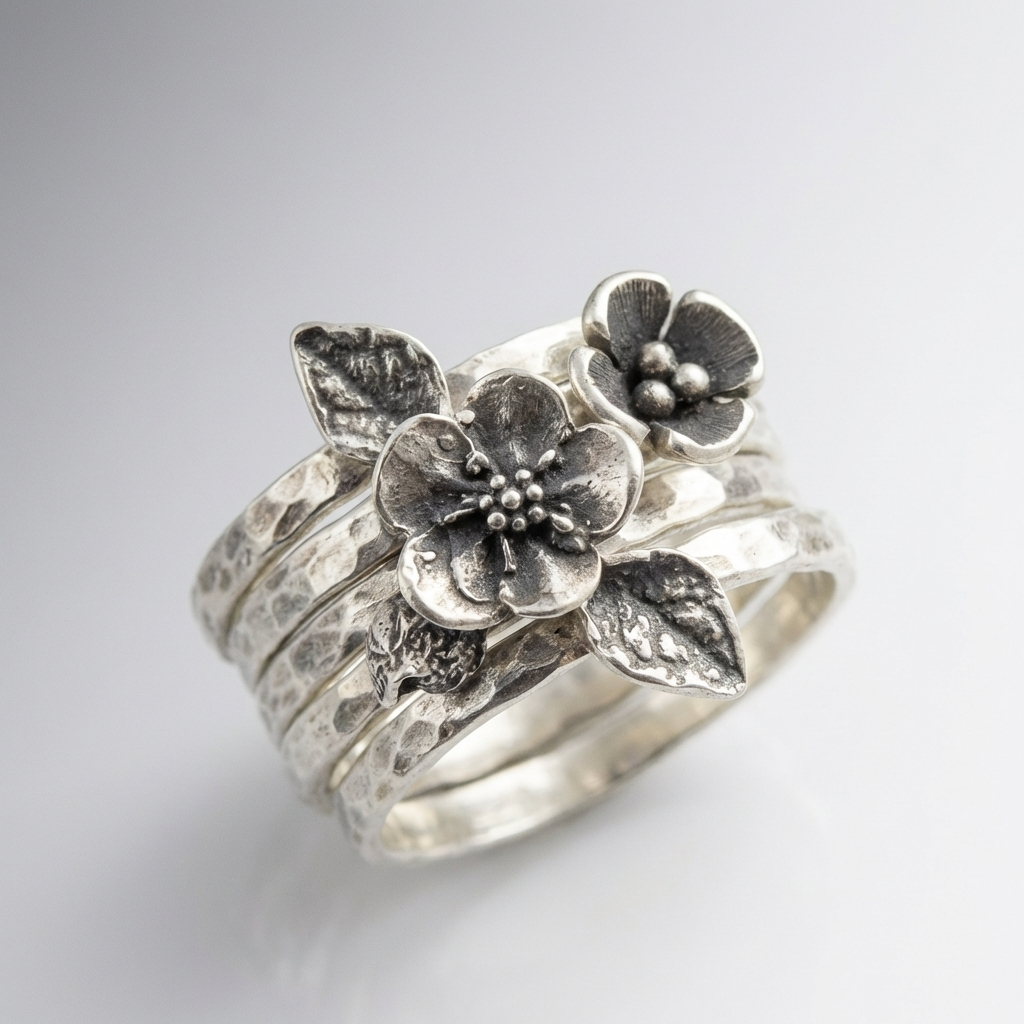 Retroring met bloemen