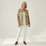 Cornelia | Crème kleurige cardigan met bloemenpatroon