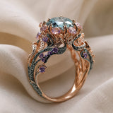 Zilveren ring met bloemen