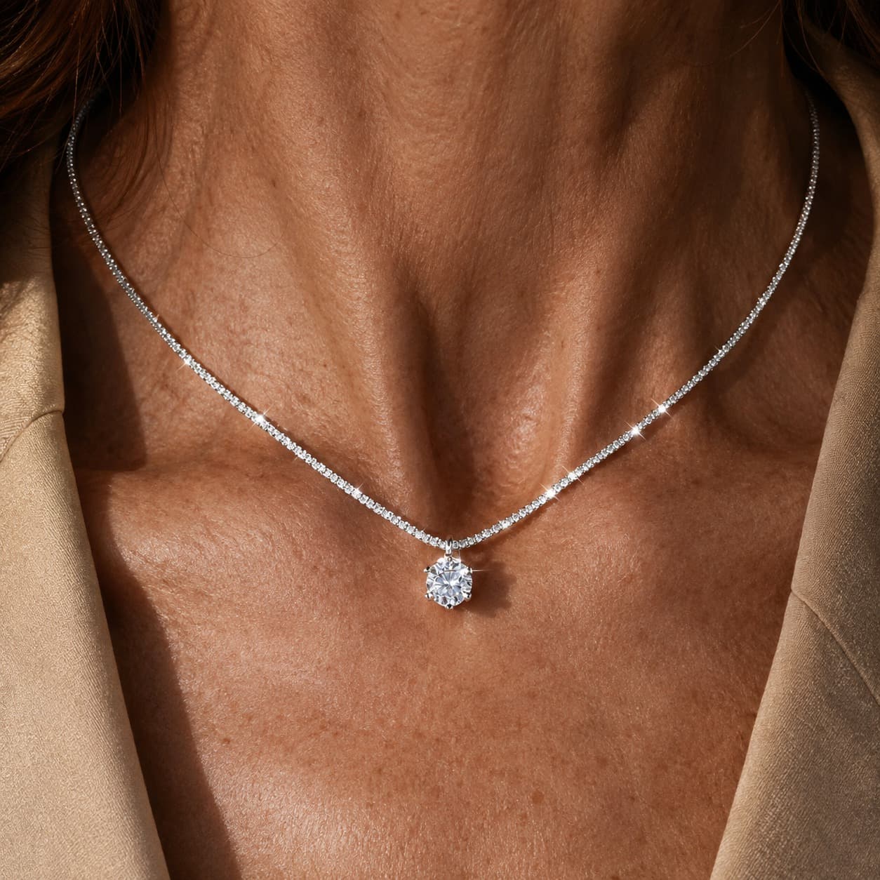 Witgouden ketting ‘Eeuwigheid’ met zirkonia