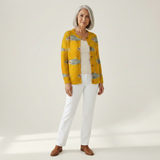 Anke | Gele cardigan met vismotief