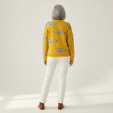 Anke | Gele cardigan met vismotief