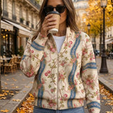 Sabine | Vest met rozenrankpatroon