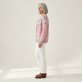Hannelore | Roze trui met ruitpatroon