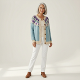 Rosemarie | Gebreide cardigan met bloemenpatroon op de pas