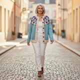 Rosemarie | Gebreide cardigan met bloemenpatroon op de pas