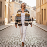 Ulrike | Vest met strepen in blauw & mosterdgeel