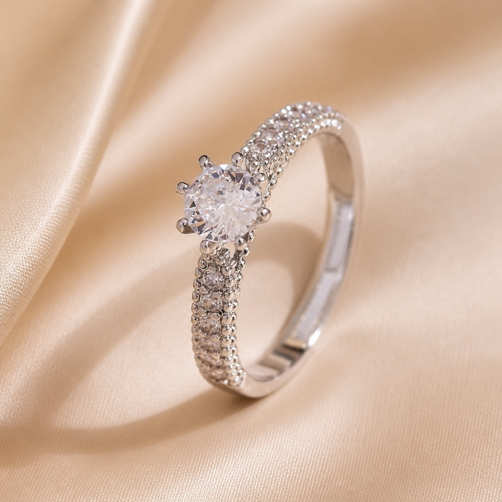 Essentiële witgouden ring met ingezette zirkonia