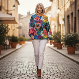 Anouk | Trui met grote kleurrijke bloemen