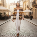 Marlene | Vest met strepen in bruin & Crème