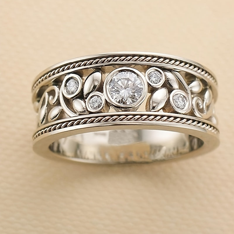 Elegante witgouden ring met zirkoon
