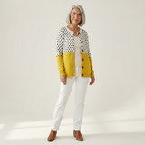 Sabine | Vest met stippen in Crème & geel