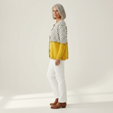Sabine | Vest met stippen in Crème & geel