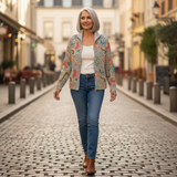 Petra | Gebreide cardigan met bloemrijke tuinprint
