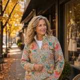 Petra | Gebreide cardigan met bloemrijke tuinprint