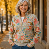 Petra | Gebreide cardigan met bloemrijke tuinprint