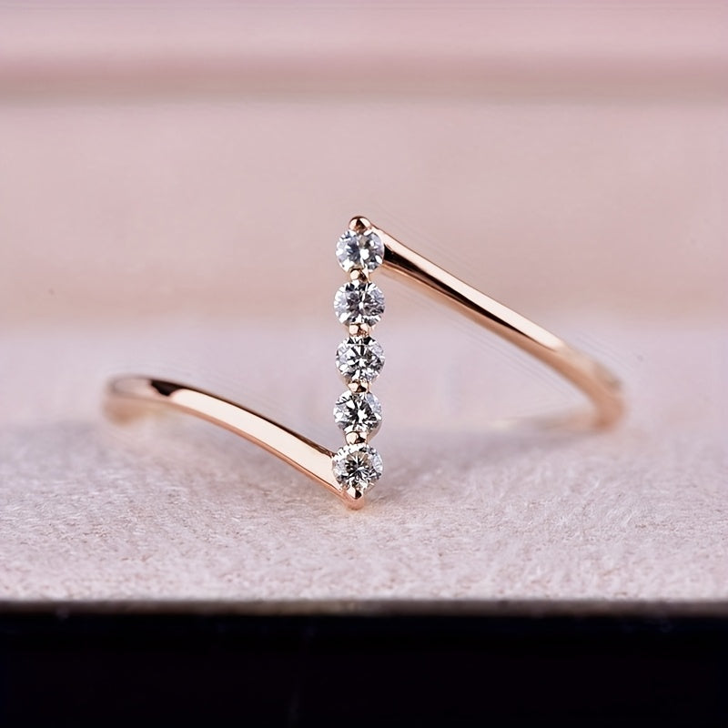 Fijne witgouden ring met Z-ontwerp en zirkonia