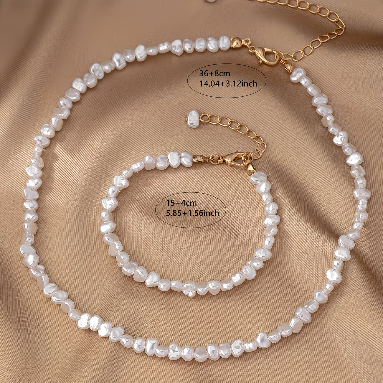 Set van ketting en armband met barokparels