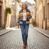 Karin | Gebreid vest met kleurrijk zigzagpatroon