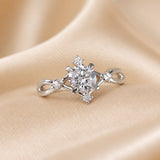 Ring met zirkonia en witgouden plating