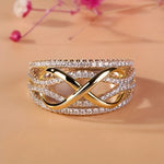 Oneindigheidsring met zirkonia en witgouden plating
