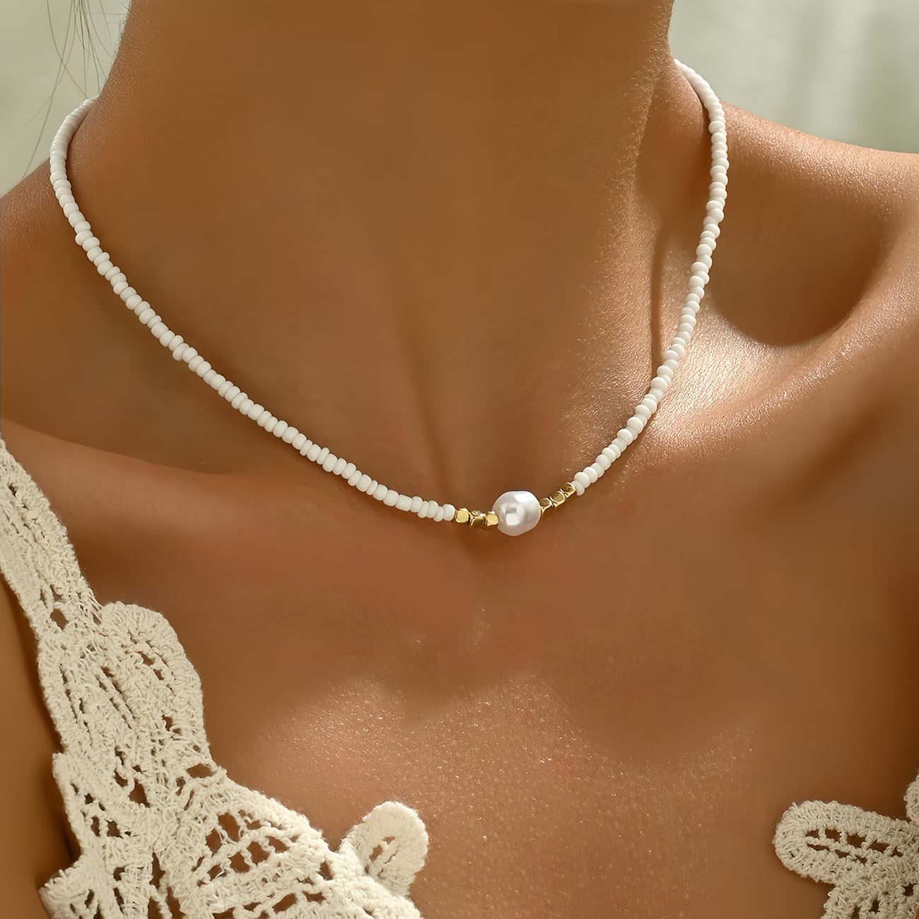 Minimalistische ketting met parels