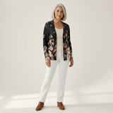 Karin | Zwarte cardigan met bloemenpatroon
