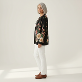Karin | Zwarte cardigan met bloemenpatroon