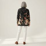 Karin | Zwarte cardigan met bloemenpatroon