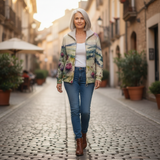 Heike | Gebreide cardigan met distel- en landschapsmotief