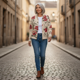Monika | Vest met vintage rozenpatroon