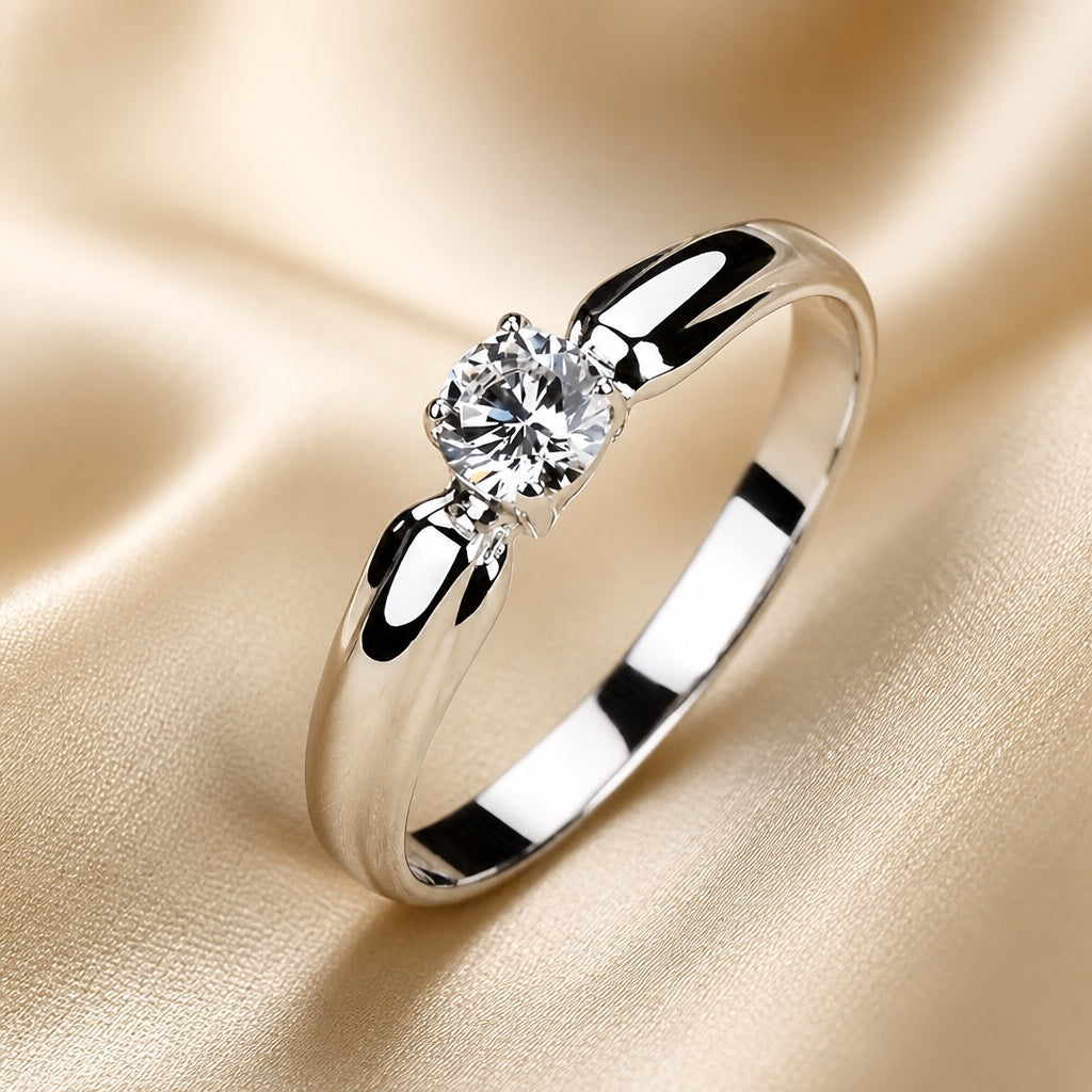 Minimalistische zirkoonring met witgoud