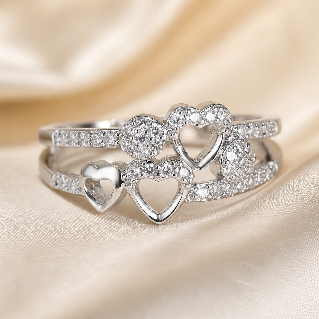 Witgouden hartring met zirkonia