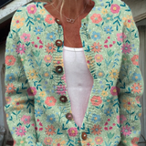 Vest met bloemenprint en knopen