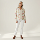 Petra | Crème kleurige cardigan met roze bloemen
