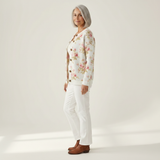 Petra | Crème kleurige cardigan met roze bloemen