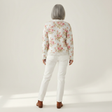 Petra | Crème kleurige cardigan met roze bloemen
