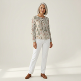 Petra | Crème kleurige cardigan met roze bloemen